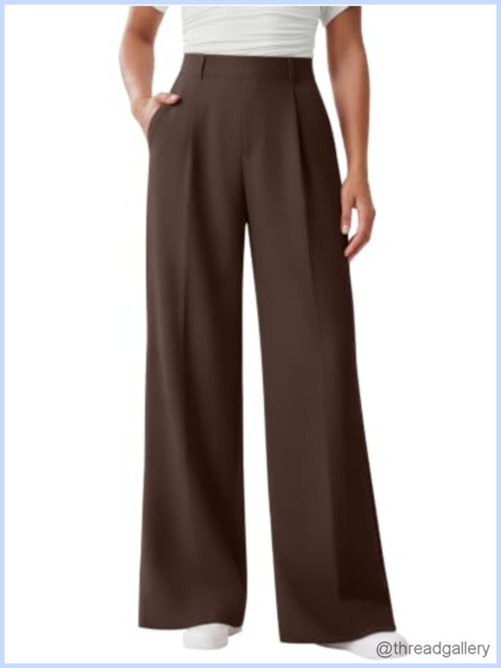 Womens Stretchy High Waisted Wide Leg Pull On Dress Work Pants Trousers